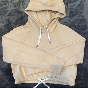 Hollister Tan Cropped Sweatshirt with Drawstrings